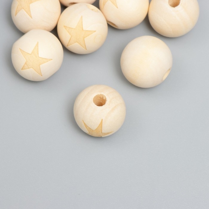 Бусина дерево для творчества Бусина дерево для творчества "Круглая. Звезда" d=1,8 см набор 10 шт