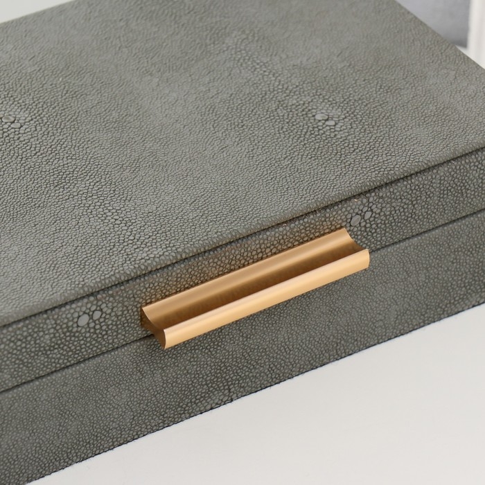 Шкатулка дерево кожзам Шкатулка дерево кожзам "Благородный серый" 25х15х6,5 см