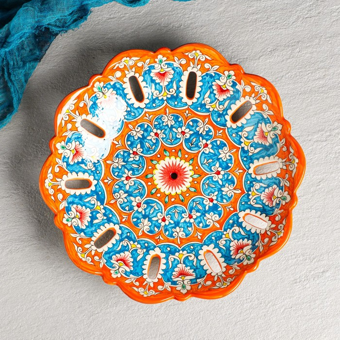 Фруктовница Риштанская Керамика  Фруктовница Риштанская Керамика "Цветы", 33 см,