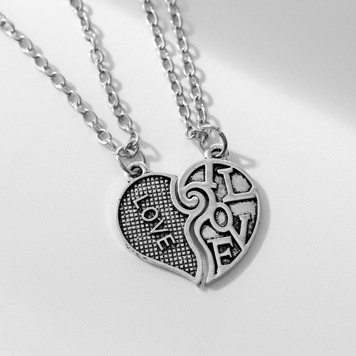 Новый год! Кулоны «Неразлучники» сердечко, цвет серебро, 45см Новый год! Кулоны «Неразлучники» сердечко, цвет серебро, 45см