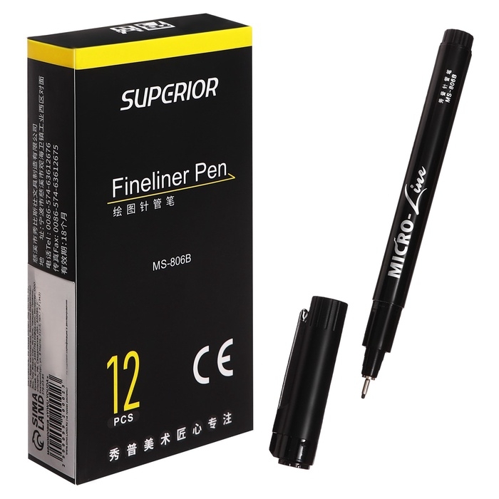 Маркер профессиональный линер черный, тонкая линия, 0.8мм Маркер профессиональный линер черный, тонкая линия, 0.8мм