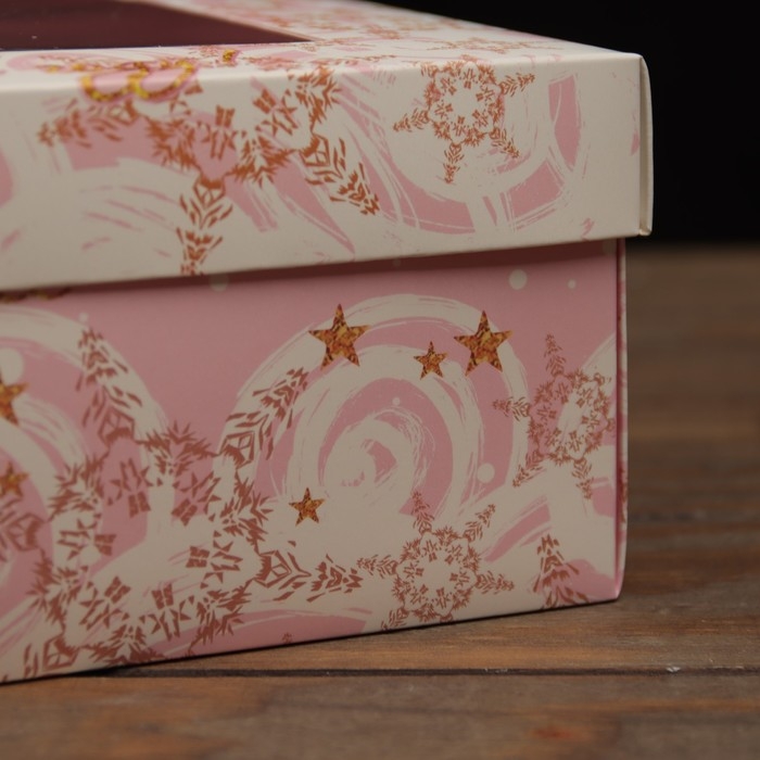 Новый год. Коробка подарочная новогодняя складная, крышка-дно , с окном Новый год. Коробка подарочная новогодняя складная, крышка-дно , с окном "С Новым Годом" 30 х 20 х 9 см