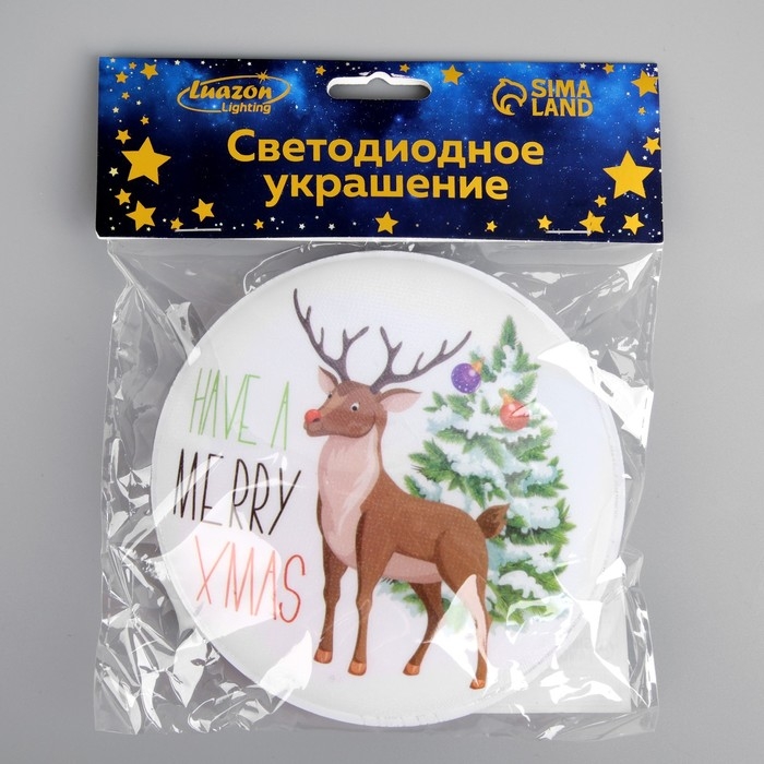 Светодиодная игрушка на липучке «Олень» 13 см, батарейки LR44х3 (в комплекте), свечение мульти Светодиодная игрушка на липучке «Олень» 13 см, батарейки LR44х3 (в комплекте), свечение мульти