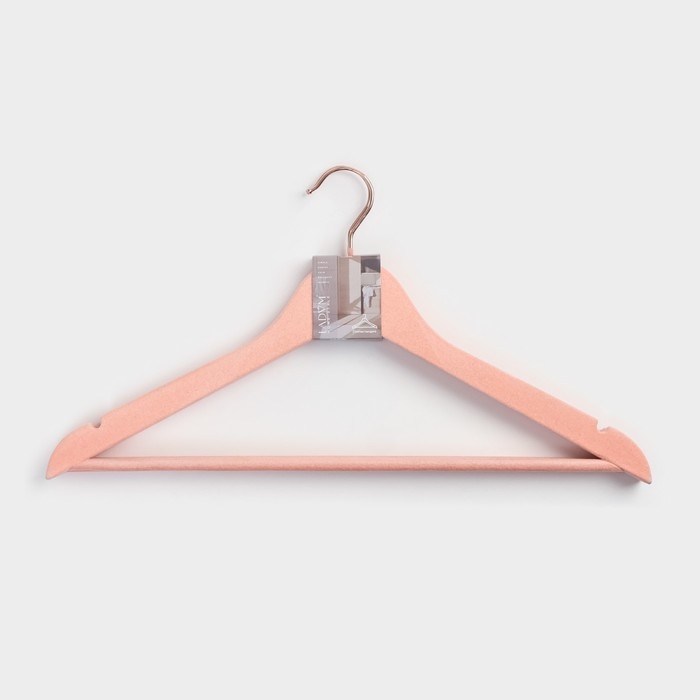 Плечики - вешалки для одежды LaDо́m Rose Gold, 44,5×1,2×23 см, 2 шт, с перекладиной, покрытие вельвет, широкие плечики, цвет розовый Плечики - вешалки для одежды LaDо́m Rose Gold, 44,5×1,2×23 см, 2 шт, с перекладиной, покрытие вельвет, широкие плечики, цвет розовый