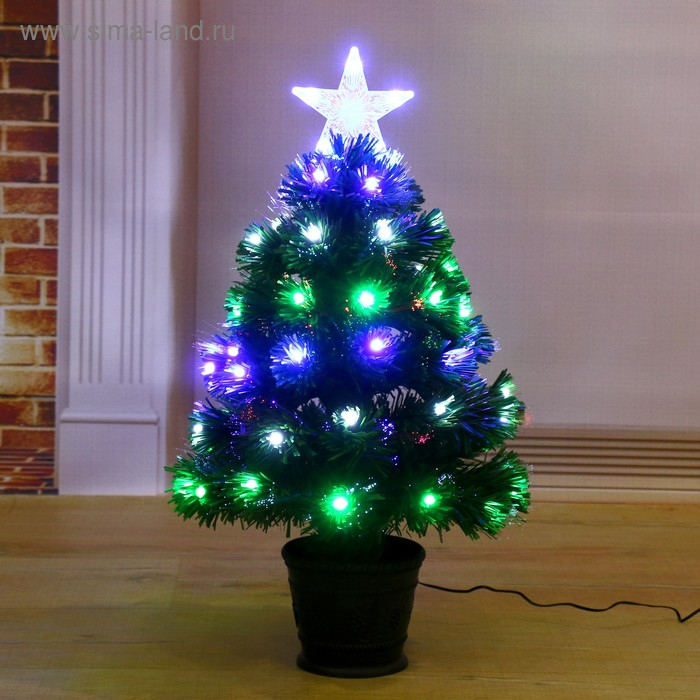 Ёлка фиброоптическая 60 см свечение, d нижнего яруса 35 см, 55 веток Ёлка фиброоптическая 60 см свечение, d нижнего яруса 35 см, 55 веток