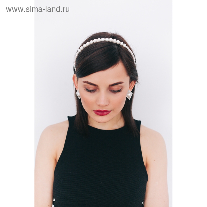 Ободок для волос Ободок для волос "Жемчужный рай" шарики и бусины, 0,6 см, белый