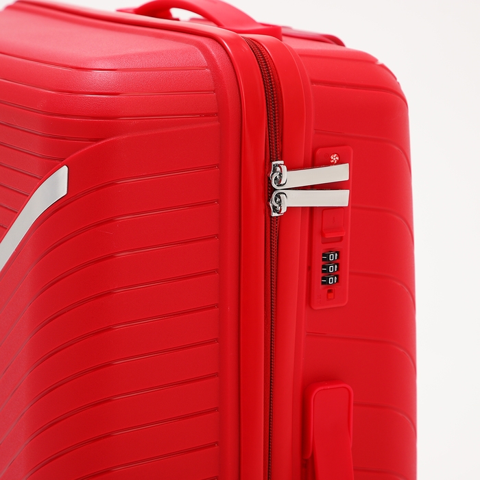 Чемодан средний 69 л (M), отдел на молнии, кодовый замок, 4 колеса, цвет красный Чемодан средний 69 л (M), отдел на молнии, кодовый замок, 4 колеса, цвет красный