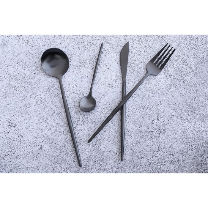 Вилка столовая из нержавеющей стали Magistro «Фолк», h=22 см, цвет чёрный Вилка столовая из нержавеющей стали Magistro «Фолк», h=22 см, цвет чёрный