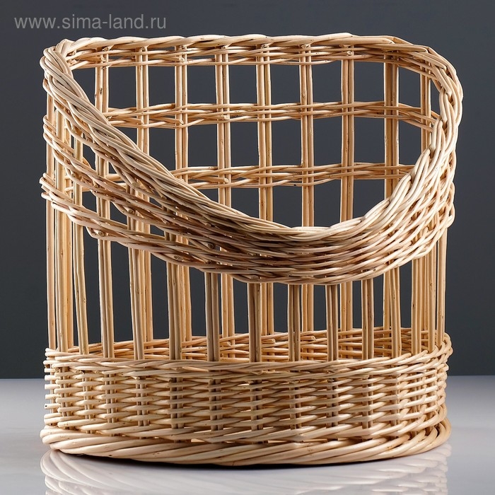 Корзина под багеты, подвес, дно фанера 40&times;25, H=22/40, верх 40&times;30, ручное плетение, ива