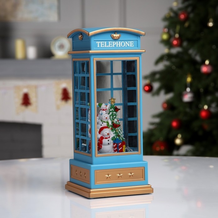 Светодиодная фигура «Снеговик в телефонной будке» 10.5 × 25 × 10.5 см, пластик, батарейки ААх3 (не в комплекте), USB, свечение тёплое белое Светодиодная фигура «Снеговик в телефонной будке» 10.5 × 25 × 10.5 см, пластик, батарейки ААх3 (не в комплекте), USB, свечение тёплое белое