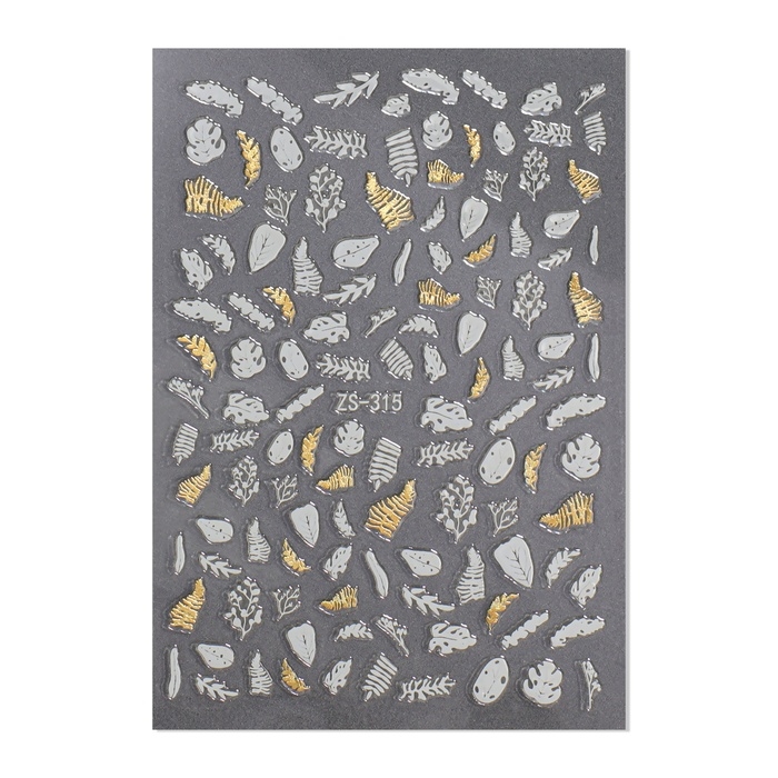 Наклейки для ногтей «Папоротник», цвет белый/золотистый Наклейки для ногтей «Папоротник», цвет белый/золотистый