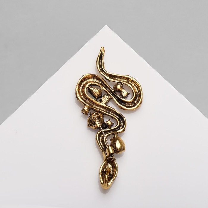 Новый год! Символ года 2025! Брошь «Змея» с камнями, цветная в чернёном золоте Новый год! Символ года 2025! Брошь «Змея» с камнями, цветная в чернёном золоте