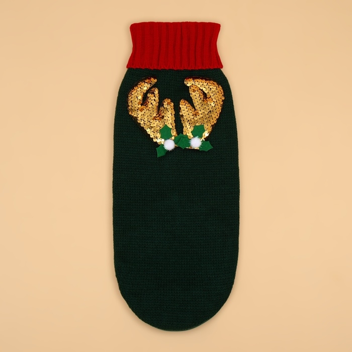 Свитер  Свитер "Рога удачи", размер XL (ДС 40 см, ОШ 34, ОГ 32-51), зелёный