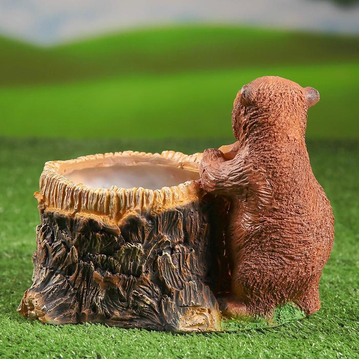 Фигурное кашпо Фигурное кашпо "Пень с мишкой" Н-19см, D-17см