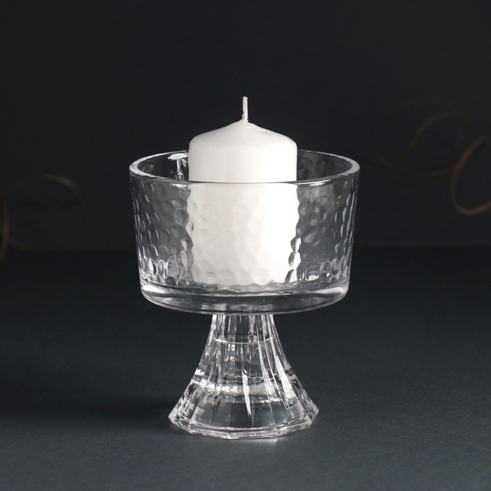 Подсвечник стекло на 1 свечу d=8 см  Подсвечник стекло на 1 свечу d=8 см "Креманка" прозрачный 8,8х8,8х10,3 см