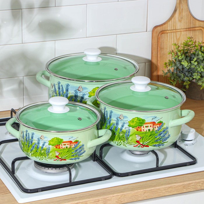 Набор кастрюль «Тоскана», 3 предмета: 2 л, 3 л, 4 л, крышки, индукция Набор кастрюль «Тоскана», 3 предмета: 2 л, 3 л, 4 л, крышки, индукция