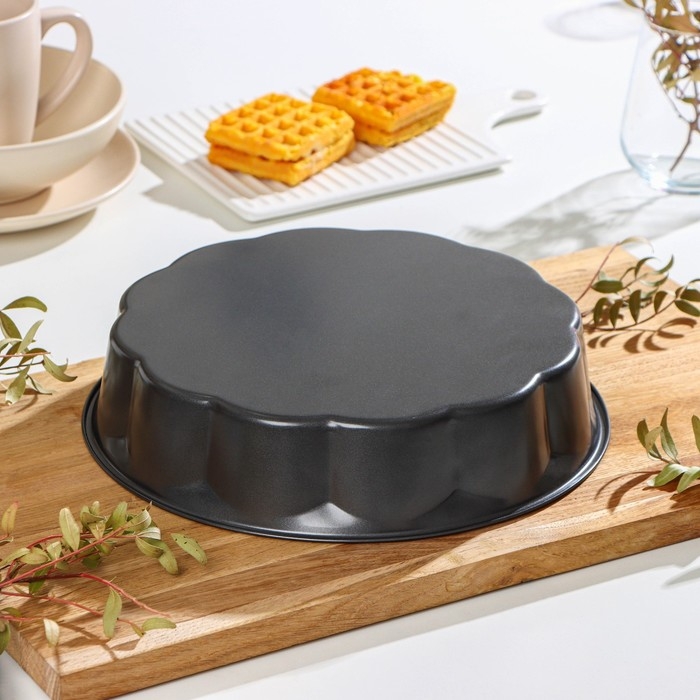 Форма для выпечки Доляна &laquo;Волнистый круг. Жаклин&raquo;, d=28 см, антипригарное покрытие, цвет чёрный