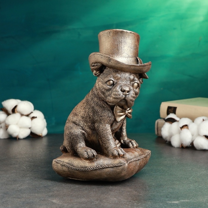 Копилка Копилка "Бульдог в шляпе" 14х13х25см, бронза