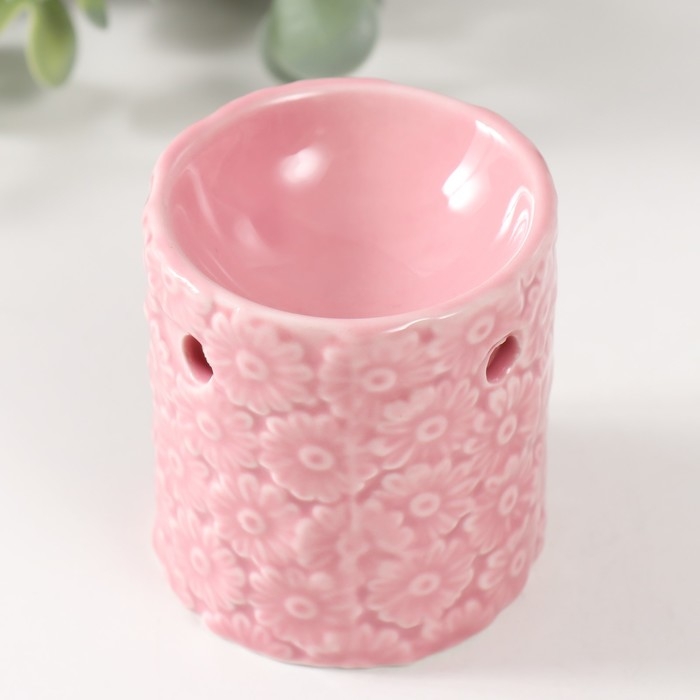 Аромалампа керамика Аромалампа керамика "Ромашки" розовая 6,7х6,7х7,5 см