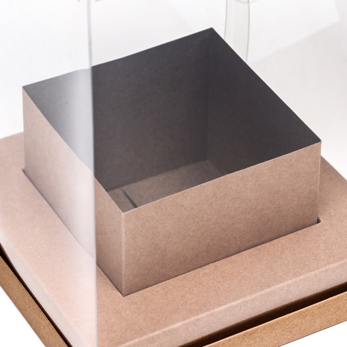 Коробка для цветов с вазой и PVC окнами, складная, 16 х 23 х 16 см, крафт Коробка для цветов с вазой и PVC окнами, складная, 16 х 23 х 16 см, крафт