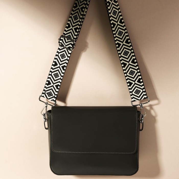 Ручка для сумки «Орнамент», стропа, 135 ± 3 × 3,8 см, цвет чёрный/белый Ручка для сумки «Орнамент», стропа, 135 ± 3 × 3,8 см, цвет чёрный/белый