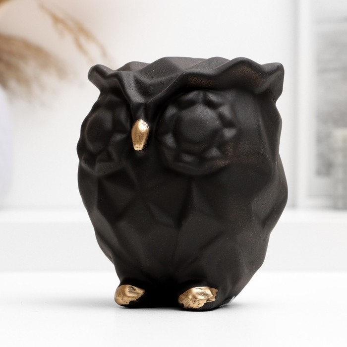 Копилка Копилка "Сова оригами" черная, 12х10х14см