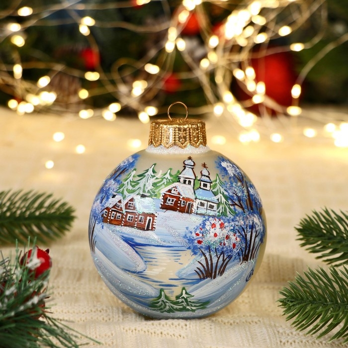 Набор из 4-х ёлочных шаров 100 мм «Зимний сон» Набор из 4-х ёлочных шаров 100 мм «Зимний сон»