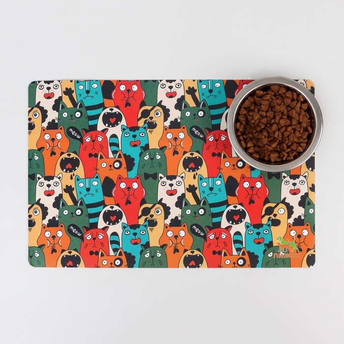 Коврик под миску  Коврик под миску "Пижон" с нескользящим основанием 43 х 28 см "Голодные коты"