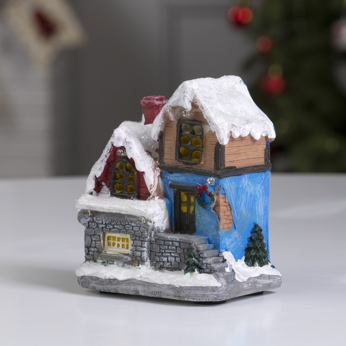 Светодиодная фигура «Заснеженный дом» 9 × 10 × 6 см, полистоун, батарейки АААх3 (не в комплекте), свечение мульти Светодиодная фигура «Заснеженный дом» 9 × 10 × 6 см, полистоун, батарейки АААх3 (не в комплекте), свечение мульти