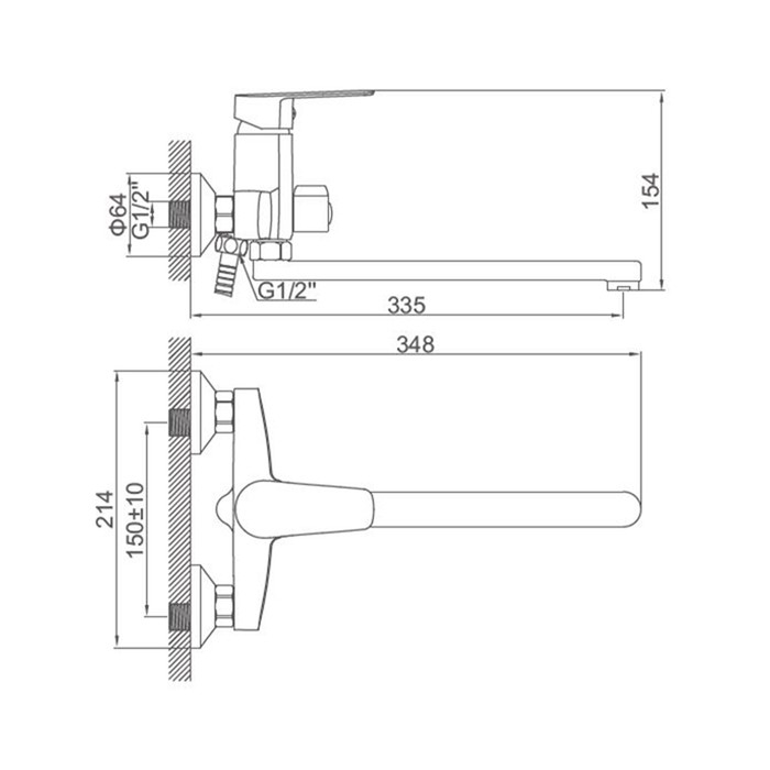 Смеситель для ванны Accoona A7165, однорычажный, излив 300 мм, хром Смеситель для ванны Accoona A7165, однорычажный, излив 300 мм, хром
