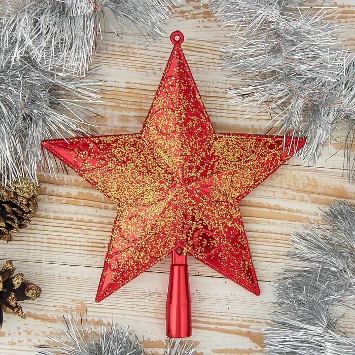 Наконечник Наконечник "Звезда" завитки с блёстками, 20,5х23 см, жёлто-красный