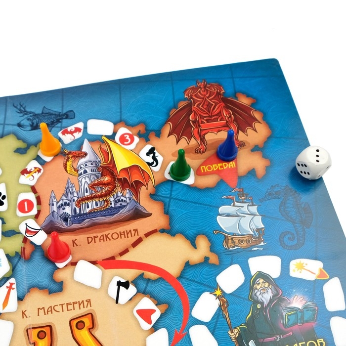 Настольная игра 3 в 1  Настольная игра 3 в 1 "Битва за трон дракона": ходилка, викторина, фанты, 19 х 28 см