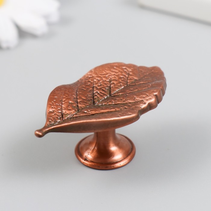 Ручка для шкатулки металл Ручка для шкатулки металл "Лист" медь 5,2х2,8 см