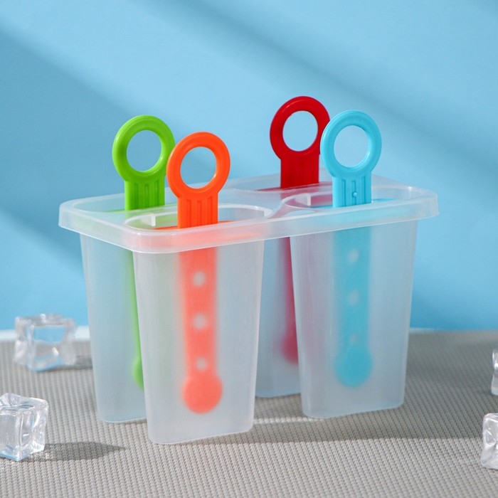 Форма для мороженого Доляна «Симпл», 12,5×7×10 см, 4 ячейки, цвет прозрачный Форма для мороженого Доляна «Симпл», 12,5×7×10 см, 4 ячейки, цвет прозрачный