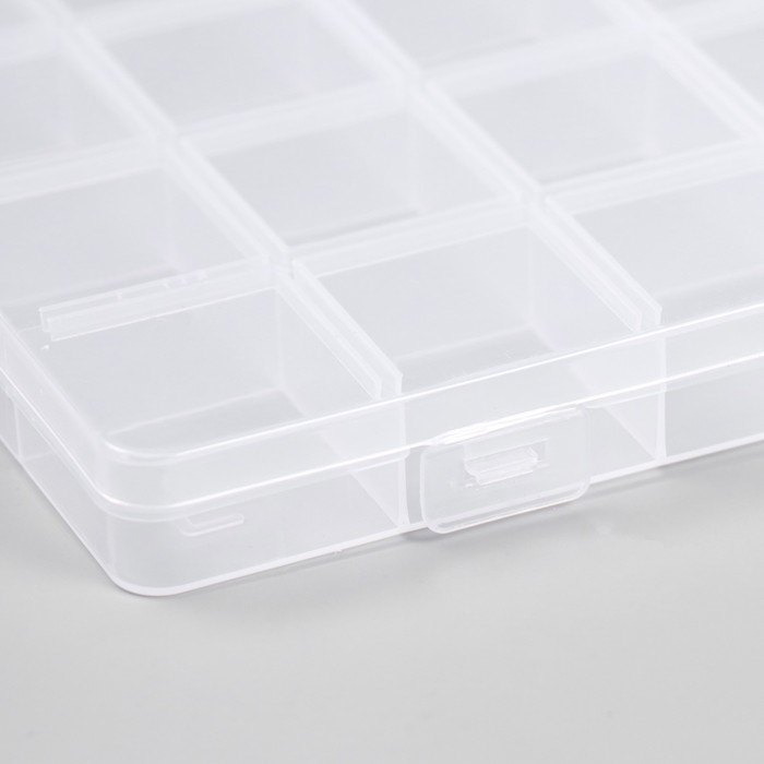 Шкатулка пластик для мелочей Шкатулка пластик для мелочей "Прямоугольная" 24 отделения 18,8х13х1,7 см