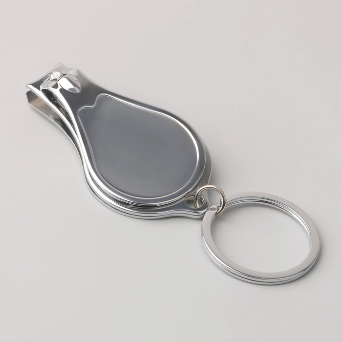 Кусачки - книпсер маникюрные, на брелке, с пилкой, с открывашкой, 6,5 см, цвет серебристый Кусачки - книпсер маникюрные, на брелке, с пилкой, с открывашкой, 6,5 см, цвет серебристый