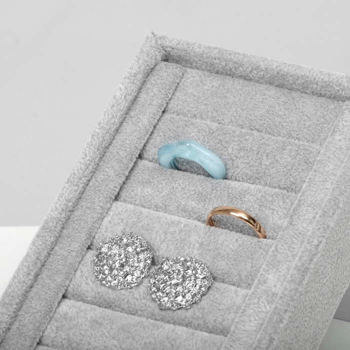 Подставка под кольца Queen fair6 полос, флок, 10×10,5×18 см, цвет серый Подставка под кольца Queen fair6 полос, флок, 10×10,5×18 см, цвет серый