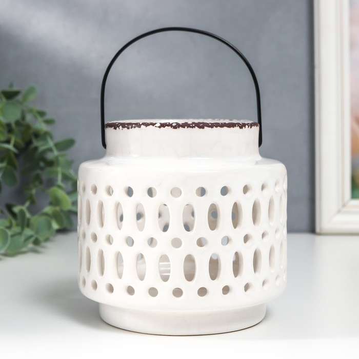 Подсвечник керамика на 1 свечу Подсвечник керамика на 1 свечу "Фонарь. Овалы и круги" МИКС 11х11,5х11,5 см