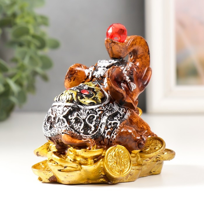 Сувенир полистоун Сувенир полистоун "Слоник с рубином на монетках" 8х6,5х8,5 см