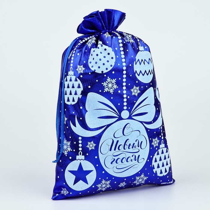 Мешочек подарочный парча «Новогодние игрушки», синий, 20 х 30 см, Новый год Мешочек подарочный парча «Новогодние игрушки», синий, 20 х 30 см, Новый год