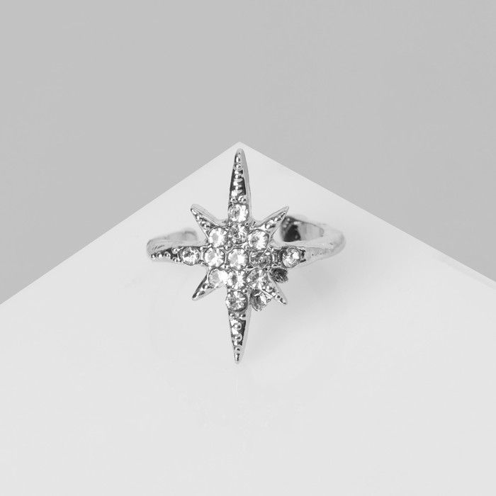 Серьга «Кафф» звезда со стразами, цвет белый в серебре Серьга «Кафф» звезда со стразами, цвет белый в серебре