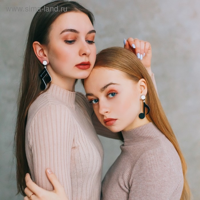 Серьги пластик «Вивьен» ноты, цвет чёрно-белый Серьги пластик «Вивьен» ноты, цвет чёрно-белый