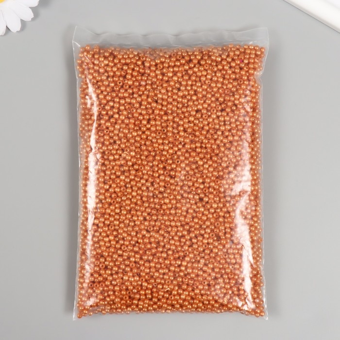 Набор бусин Набор бусин "Жемчуг" d 4 мм, 250 гр, тёмно-бежевый