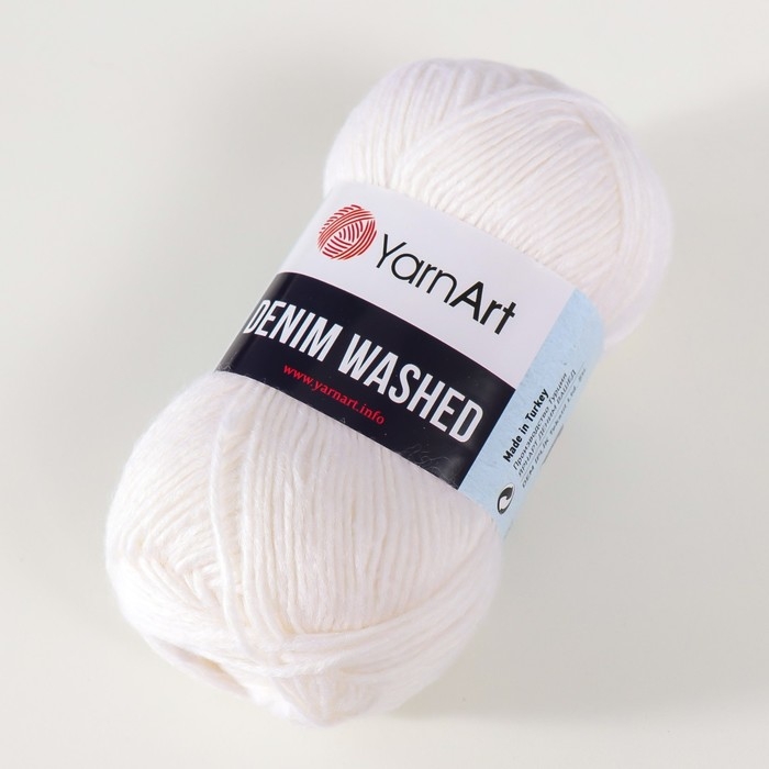 Пряжа Пряжа "Denim Washed" 30% акрил 70% хлопок 130м/50гр (900 белый)