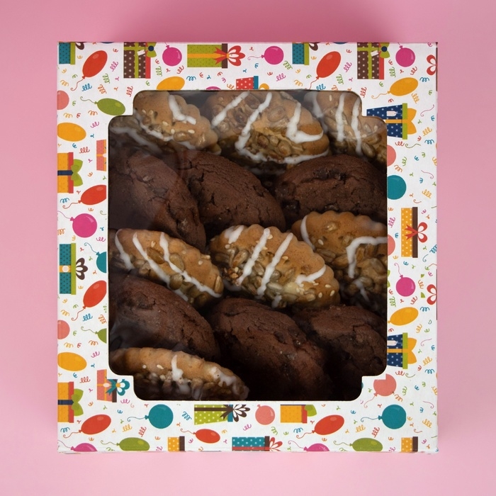 Коробка самосборная, крышка-дно, с окном, Коробка самосборная, крышка-дно, с окном,"Яркий подарок" 14,5 х 14,5 х 6 см