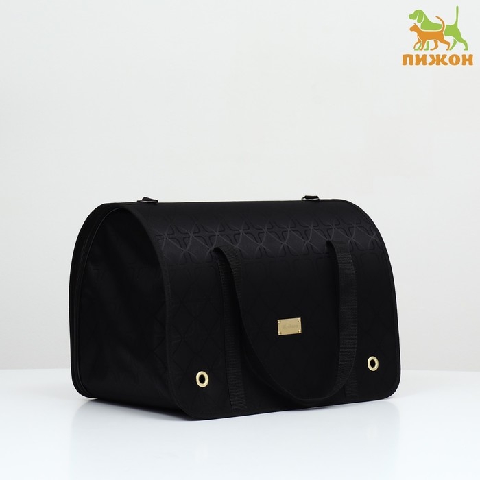 Сумка - переноска для животных Сумка - переноска для животных "Люкс", ПВХ, жаккард, 49 х 30 х 35 см, чёрная