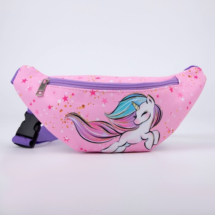 Сумка детская для девочки поясная Сумка детская для девочки поясная "Единорог",на молнии, наружный карман, цвет розовый
