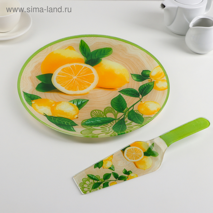 Тортовница стеклянная с лопаткой Доляна «Дольче», d=30 см, лопатка 26,5×7 см Тортовница стеклянная с лопаткой Доляна «Дольче», d=30 см, лопатка 26,5×7 см