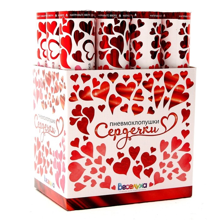 Пневмохлопушка «Сердечки», 30 см Пневмохлопушка «Сердечки», 30 см