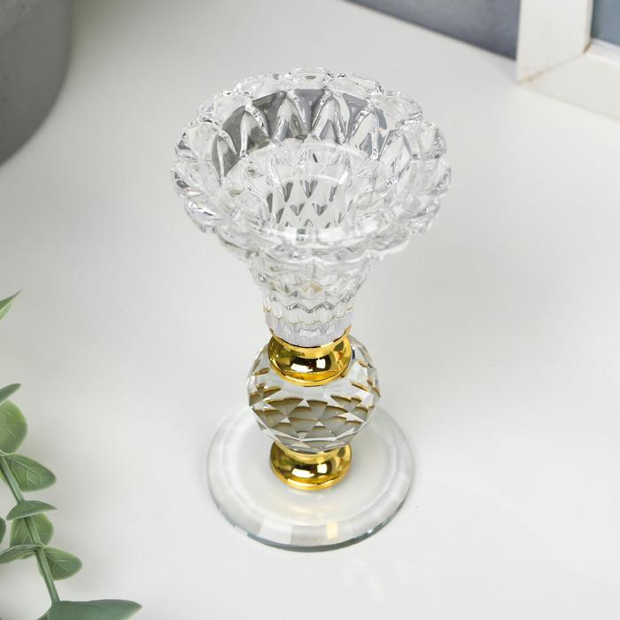 Подсвечник стекло на 1 свечу Подсвечник стекло на 1 свечу "Вазон с хрустальным шаром" 11х6х6 см